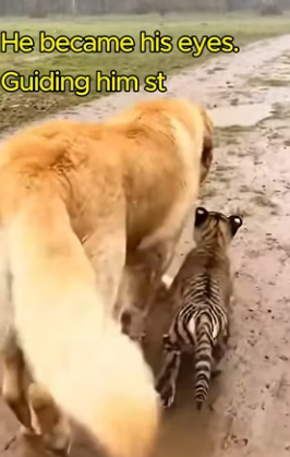 P2203005 This is the story of a tiger cub born blind, rejected by his mother and raised by a golden retriever (Part 2)