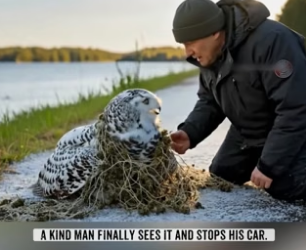B2804004_Rescuing a snowy owl caught in a trap by the roadside PART 2